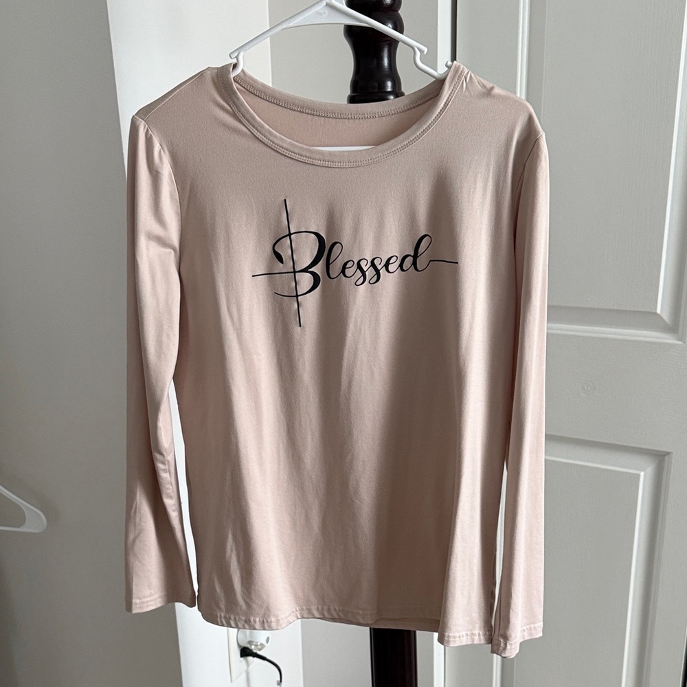 Bundle-TWO  Women's Long Sleeve Tee - Light Pink/Tan & White